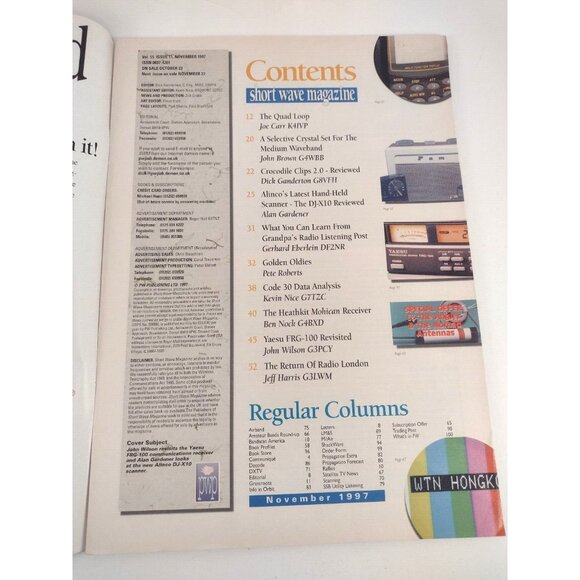 Short Wave Magazine Communications Receiver Nov 1997 Radio News British Scanner - Picture 2 of 8